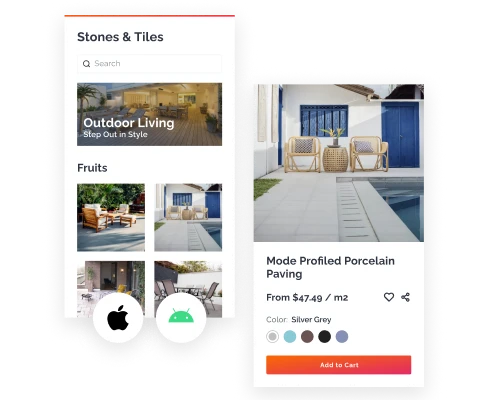 Stones and tiles online shopping app development - Kuwait